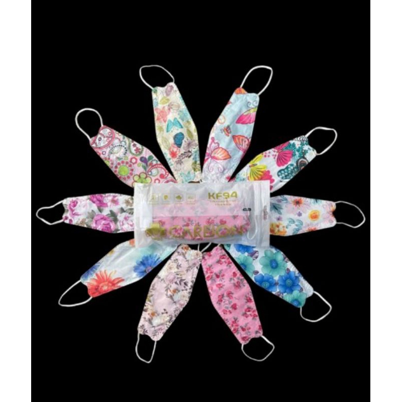 masker kf94 motif bunga kupu2