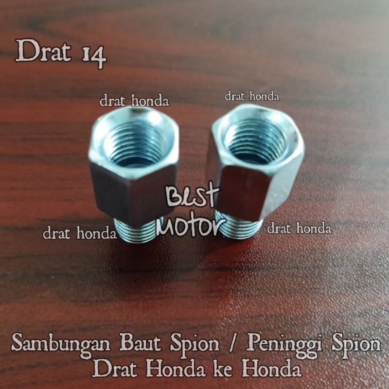 Sambungan Spion / Peninggi Spion Drat 14 Honda ke Honda Sepasang