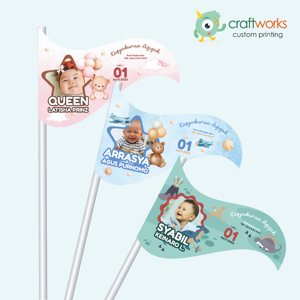 CUSTOM BENDERA FLAG AQIQAH