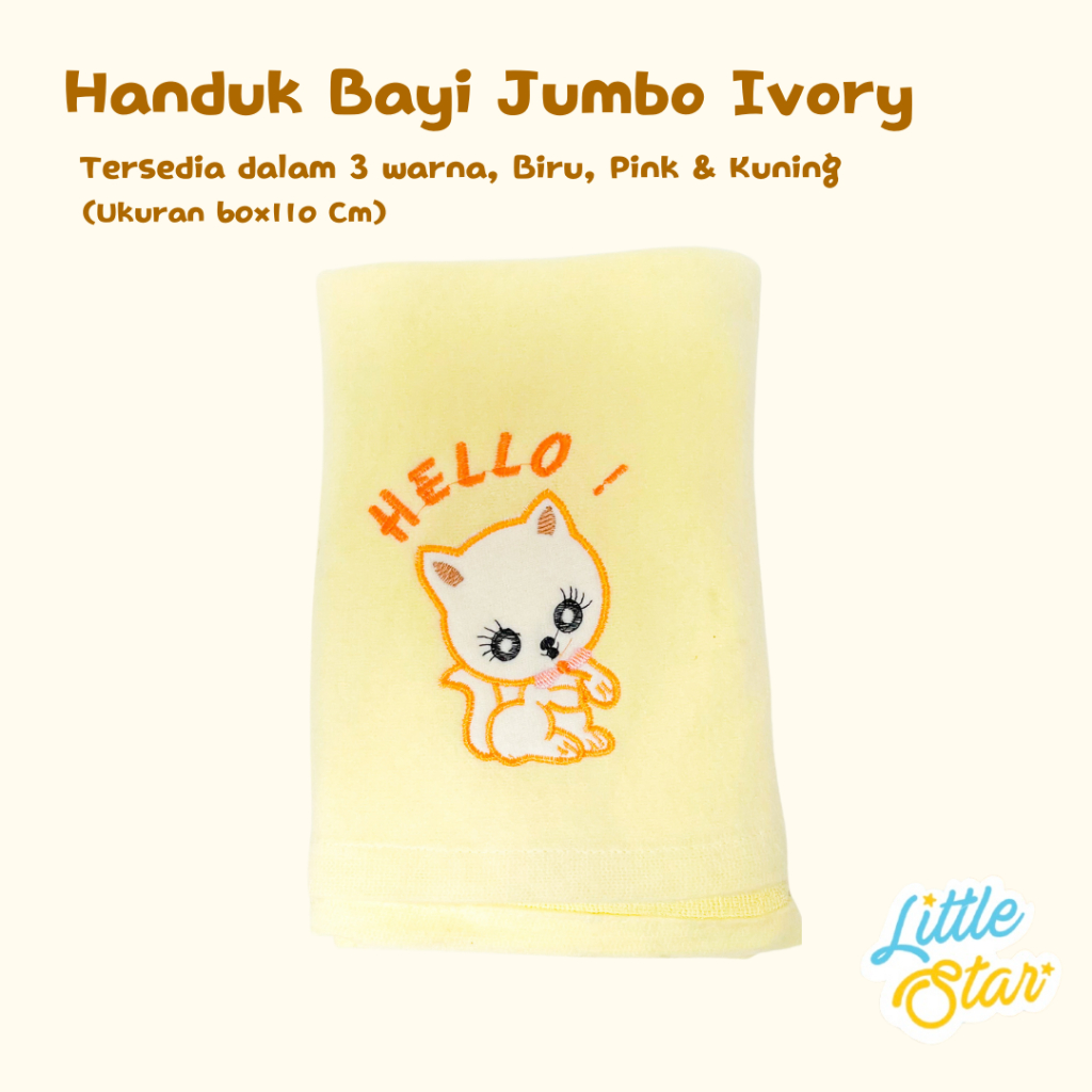 Handuk Bayi Lembut Baru Lahir Premium Ivory Ukuran Jumbo 110x60 Cm