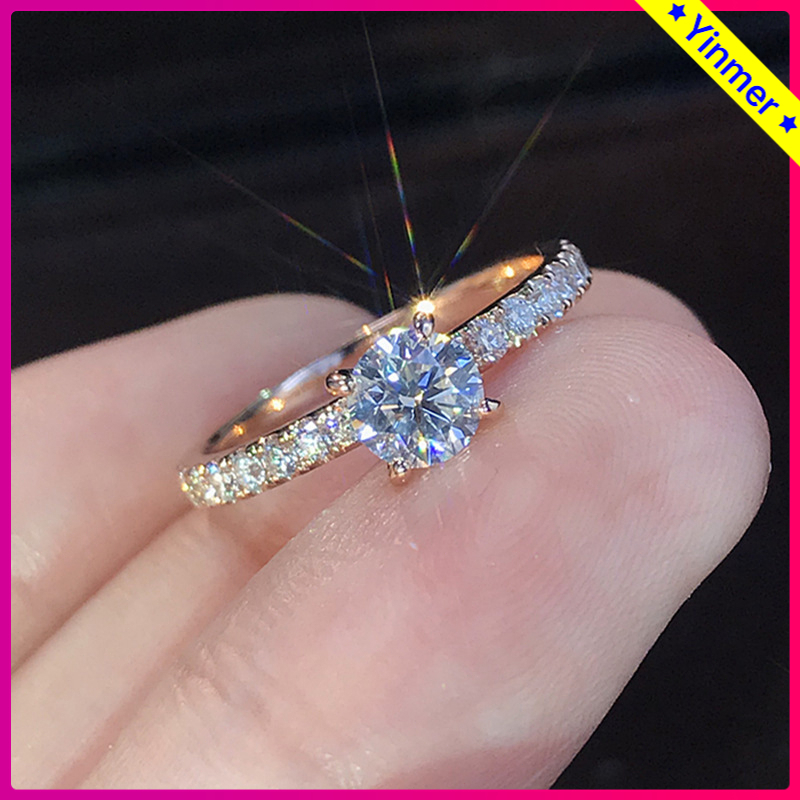 ORIGINAL CODCincin Tunangan Titanium / Cincin berlian model permata Anti Karat Emas Perak Korea