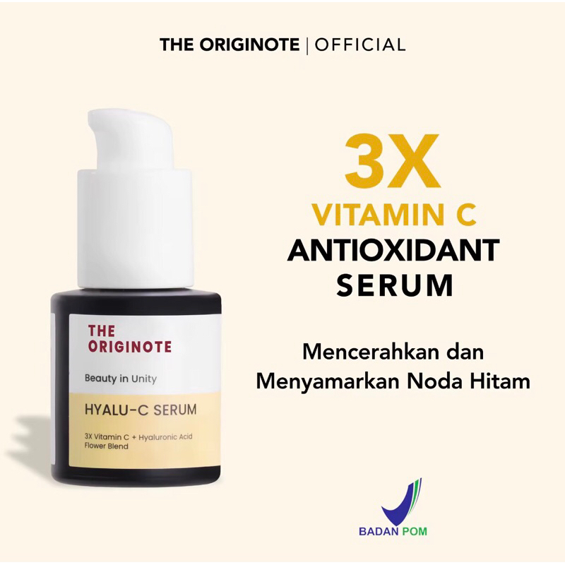 The Originote Hyalu-C Serum - Vitamin C Serum Vit C Mencerahkan Kulit Wajah Kusam Meratakan Warna Kulit Menjaga Skin Barrier with Vitamin C Hyaluronic Acid【BPOM】