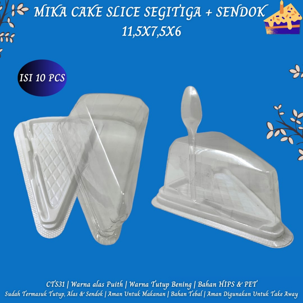 Mika Cake Segitiga Mika Kue Plus Sendok (Isi 10 Pcs-CTS31)