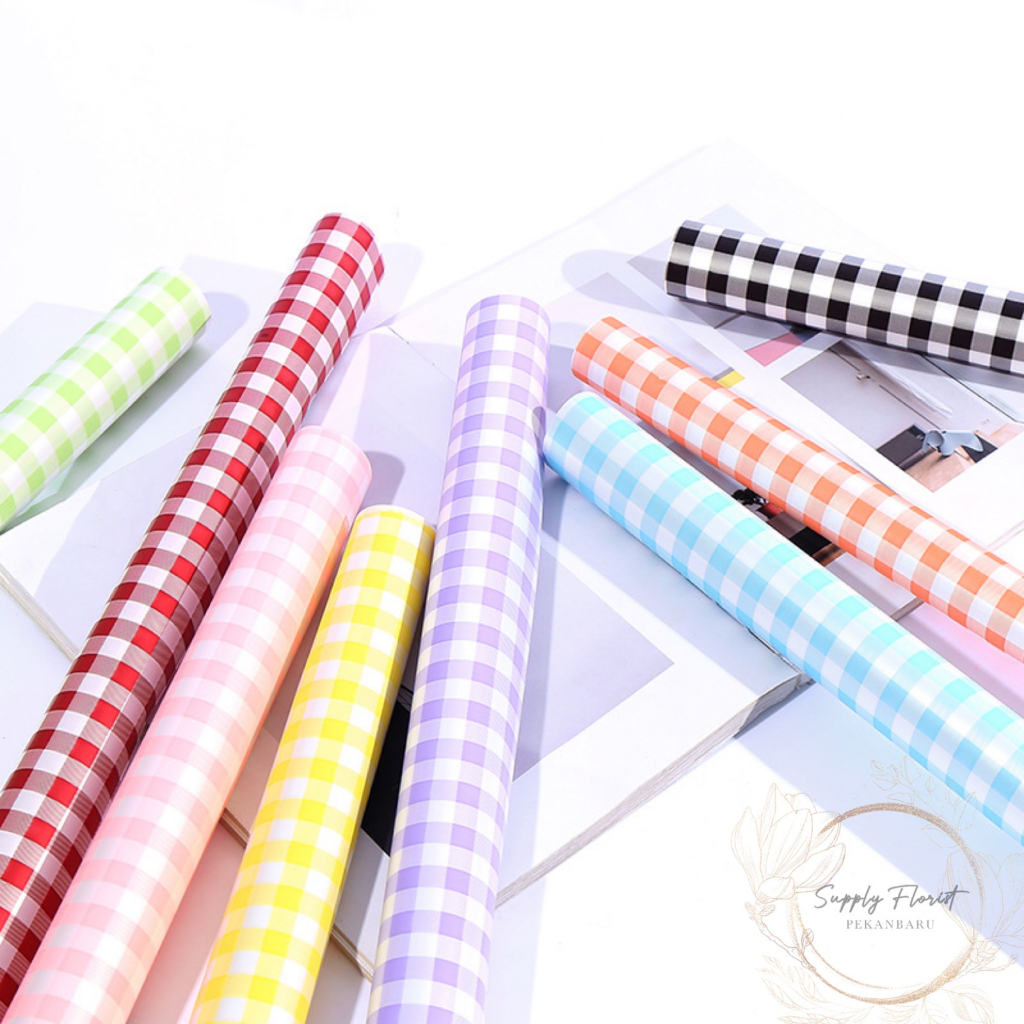 

SUPPLYFLORIST - (5 LEMBAR) KERTAS BUNGA KOTAK" CELLOPHANE GINGHAM SQUARE BICOLOR / WRAPPING PAPER WATERPROOF KOTAK