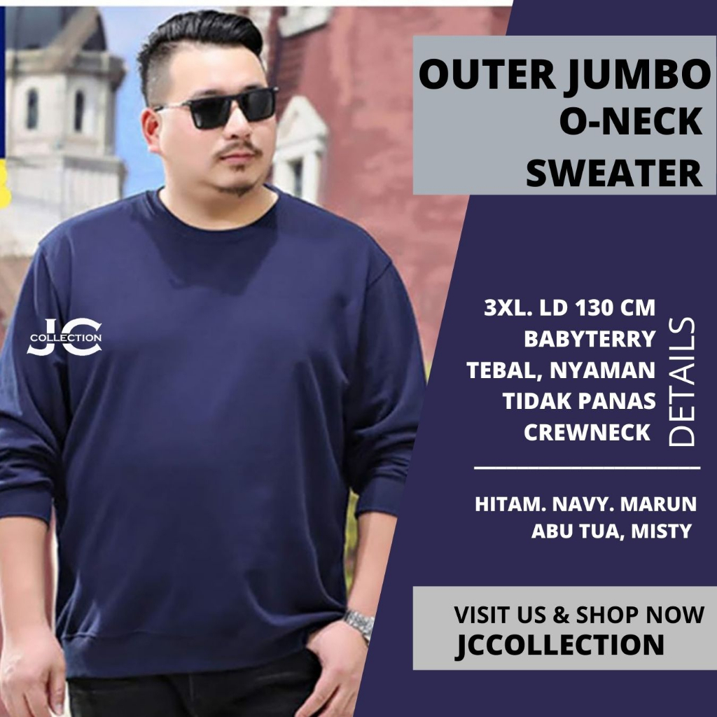 Sweater Pria Jumbo Leher O - Otniel Size 3XL - JCCollections