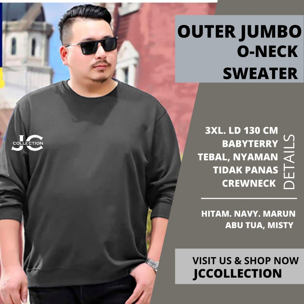 Sweater Pria Jumbo Leher O - Otniel Size 3XL - JCCollections