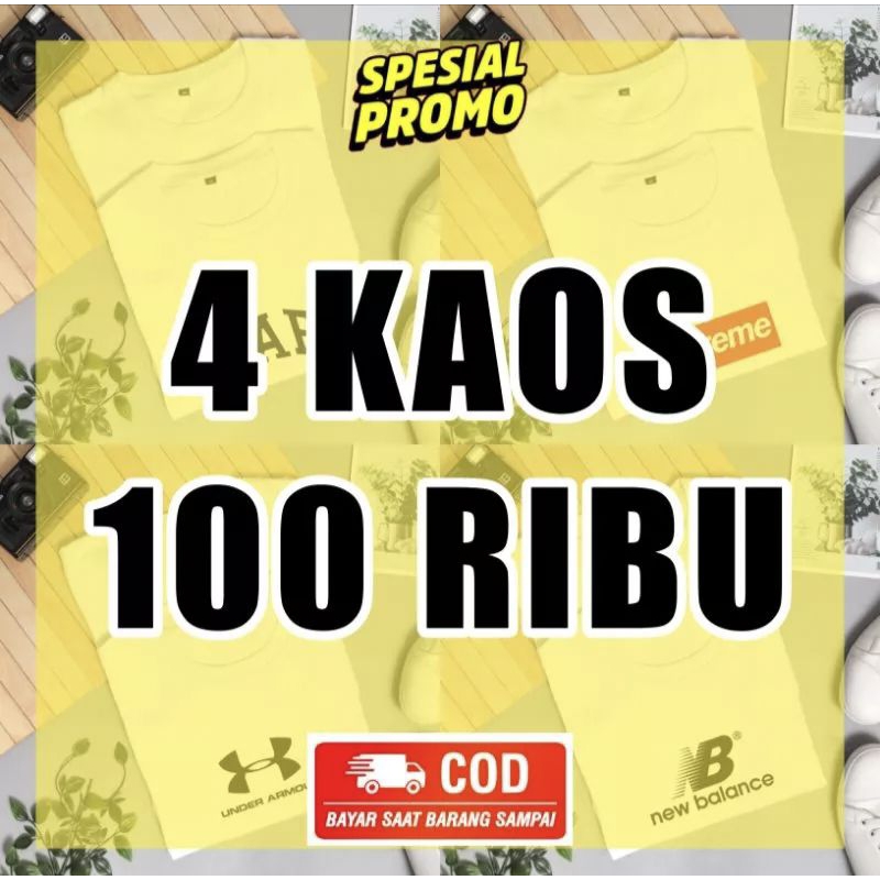 Promo kaos 4pcs 100 rb Motif random/Mix Brand kaos distro pria keren kaos pria wanita kaos 100 4potong