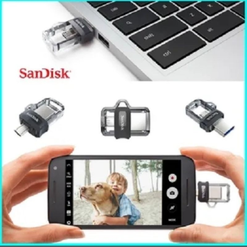 Sandisk Flashdisk Otg Micro 32gb 64gb 128gb 16gb M3.0- Usb Flashdisk Sandisk Dual Drive Usb Otg Micro M 3.0