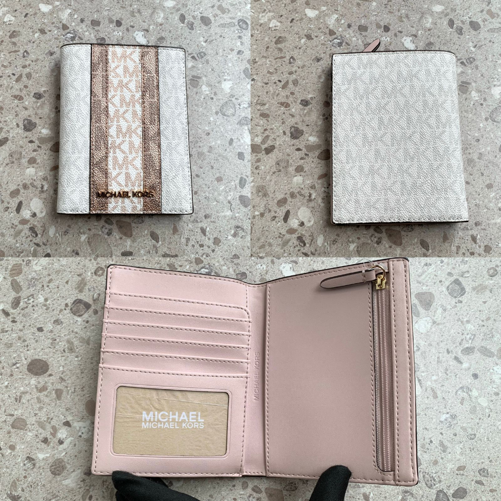 MK Jet Set Travel Passport Wallet Powder Blush Multi