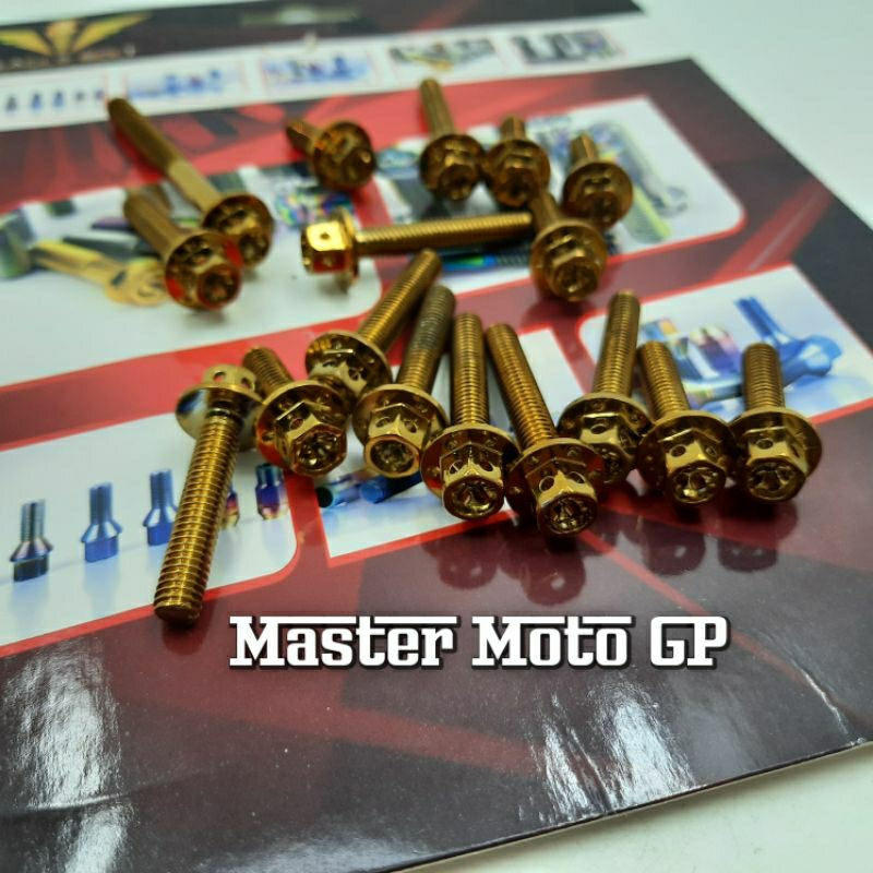 Baut probolt rxking BADLE BOLT rxz Gold flower import berqualitas baut blok mesin probolt thailand RX KING RXZ