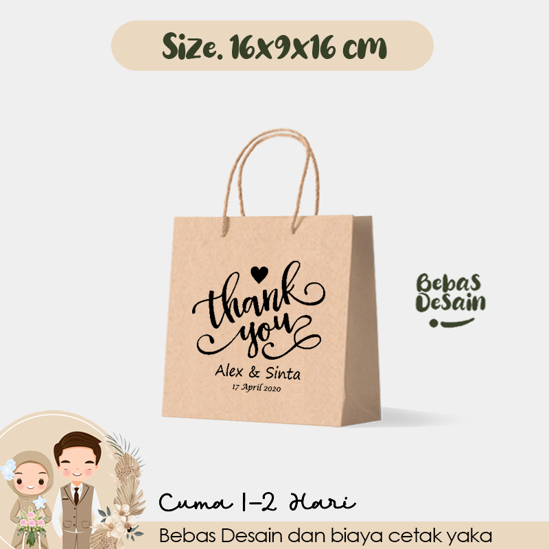 

Tas Kertas Souvenir Wedding Mini Uk. 16x9x16cm / Paper Bag Souvenir Bridesmaid / Tas Souvenir Pernikahan Murah, Sovenir Nikahm Suvenir Hajatan Murah