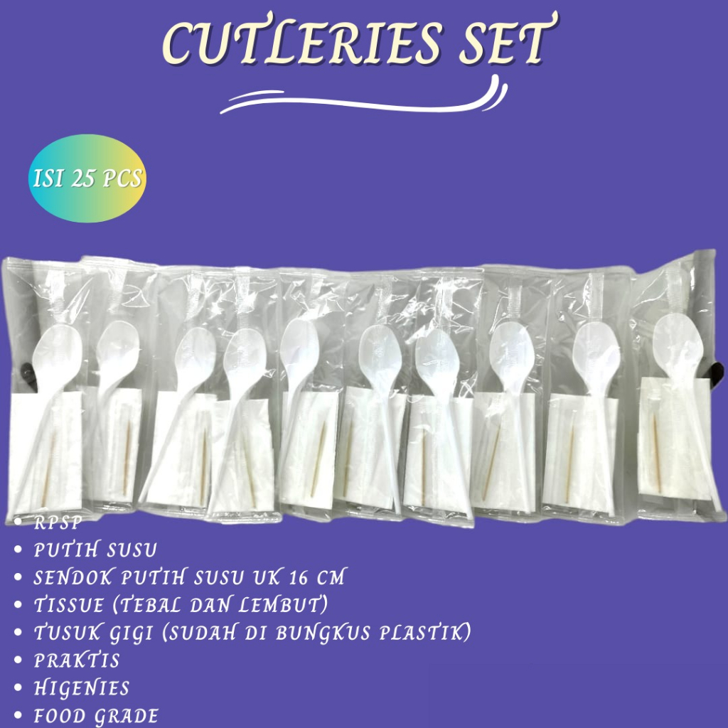 Cutleries Set Sendok Set Tisu Tusuk Gigi (Isi 25 Set-RPSP)