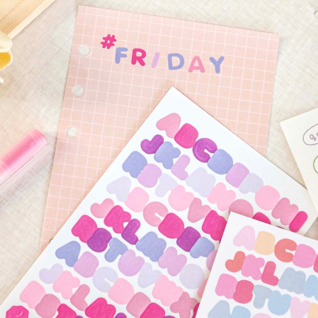

SHINSDAY Sticker Alphabet Huruf Warna Warni Dekorasi Journal Aesthetic