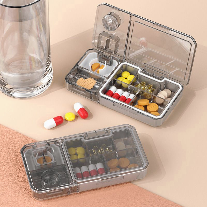 Tempat Obat Kotak Penyimpanan Portable Alat Pemotong Obat / Alat Pemotong Obat Tablet Tablet Pill