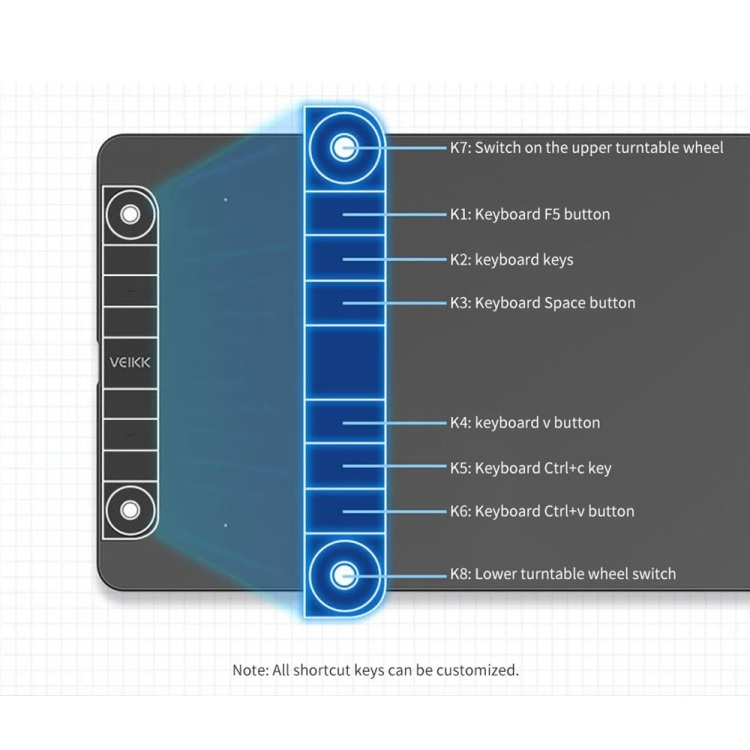 VEIKK VK1060 PRO - Digital Graphics Drawing Tablet with Pen Tablet P05