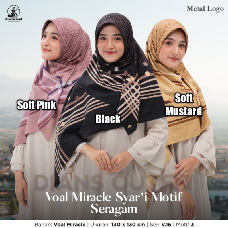 Umama - Voal Miracle Syar'i Print Metal Logo Kerudung Motif Segi Empat Umama Scarf Original