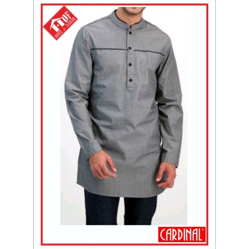 Kemeja Koko CARDINAL Koko Kurta Pakistan Lengan Panjang Terbaru Warna Abu Slim Fit Original J1377