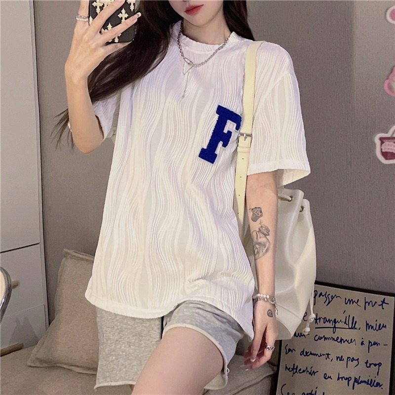 Baju Kaos Wanita Lengan Pendek Vintage Bordir Oversize Premium Kaos Wanita Korean Style Kekinian