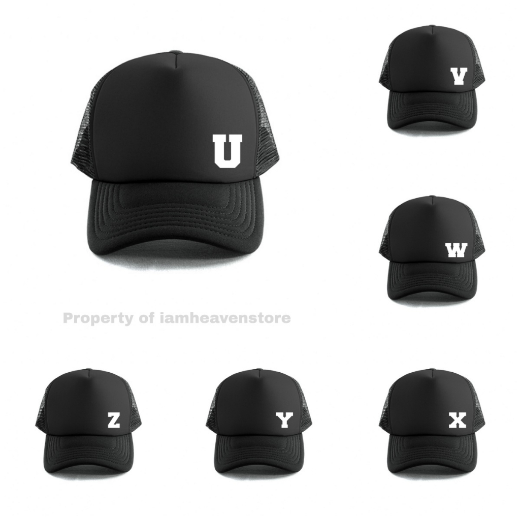 Topi Jaring Trucker Hat Abjad Huruf Teks Alphabet Inisial A B C D E F G H I J K L M N O P Q R S T U V W X Y Z