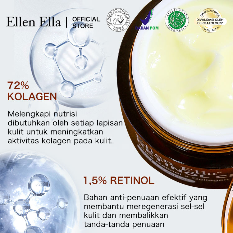 Upgrade Ellen Ella Retinol Face Cream- Beli sekarang dapatkan 3 gratis - Efek meningkat sebesar 50% - Membantu mengungkapkan kulit yang tampak lebih halus dan lebih kencang dengan perawatan retinol yang lembut ini.