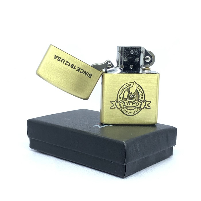 Mancis Korek Api ZIPO ZPO Gold Classic Windproof Lighter USA 1912 Premium