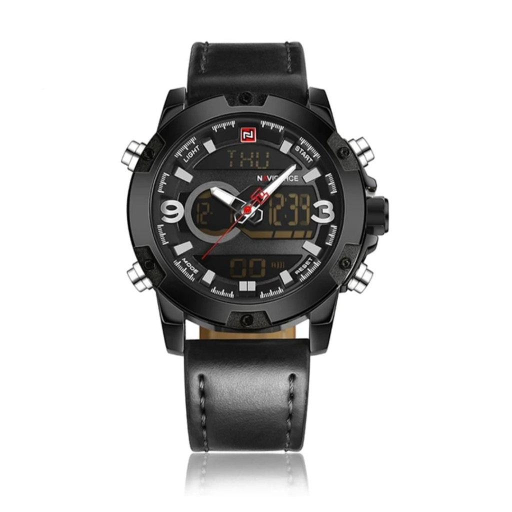 JAM TANGAN PRIA NAVIFORCE 9097 TALI KULIT ORIGINAL