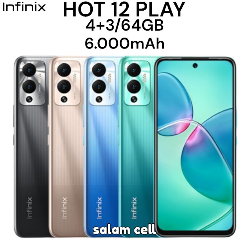 Infinix HOT 12 Play Ram 4+3/64GB 6.000mAh 90Hz Original Garansi Resmi