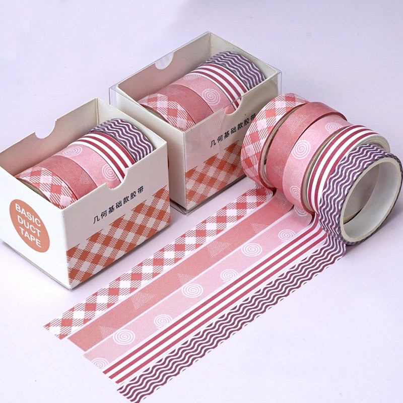 (READY) 5 ROLL/SET WASHI TAPE PINK | masking tape bujo bullet journal journaling postcard scrapbook 