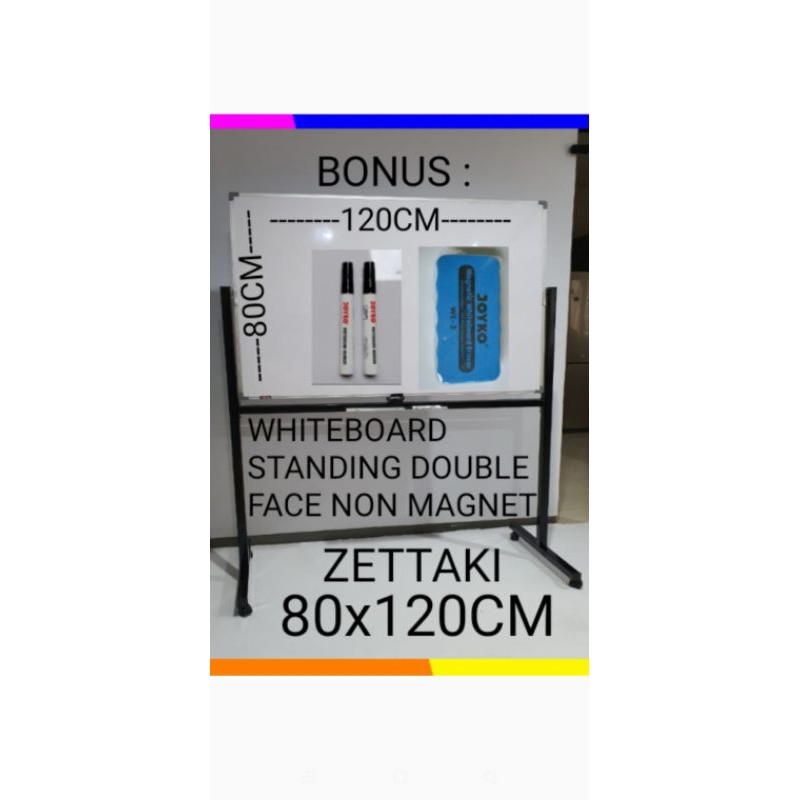 

PAPAN TULIS WHITEBOARD STANDING NON MAGNET DOUBLE FACE 80X120CM