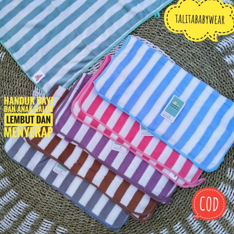 Handuk Bayi Dan Anak Size 50x100 Cm Motif Salur/Lap Mandi talitababywear