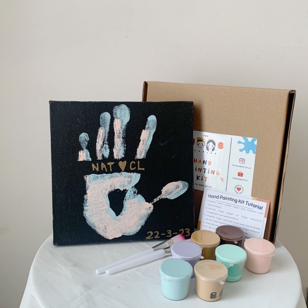 DIY Hand Painting Kit | Kanvas Cap Tangan Couple | Set Kanvas Couple | Hand Painting Kit | Cat Tangan