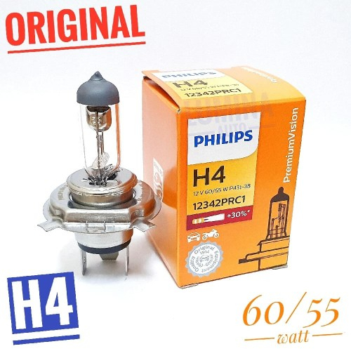 BOHLAM LAMPU HALOGEN PHILIPS H4 12V 60/55W 100/90W ORIGINAL LAMPU UTAMA H4 Philips PREMIUM VISION
