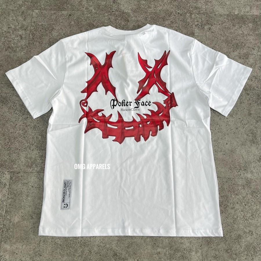 RIC Ricky Is Clown Poker Face White Tee - New Original 100% - L