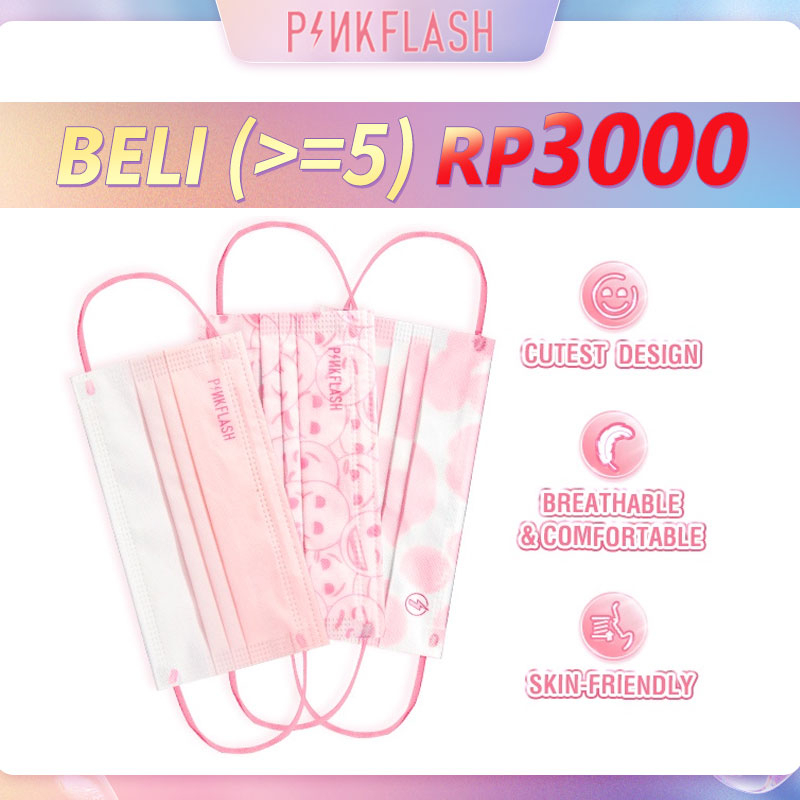 PINKFLASH More&amp;More 3 Layer Protective Face Masker Breathable Facial Cover Skin-friendly with Adjustable Ear-Loops