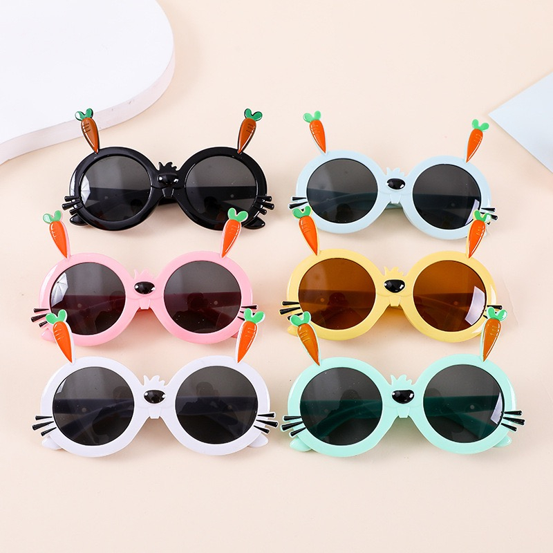 COD❤️Kacamata Hitam Anak Perempuan Lucu Kartun Cewek Cowok Telinga Kelinci Warna-Warni Sunglasses