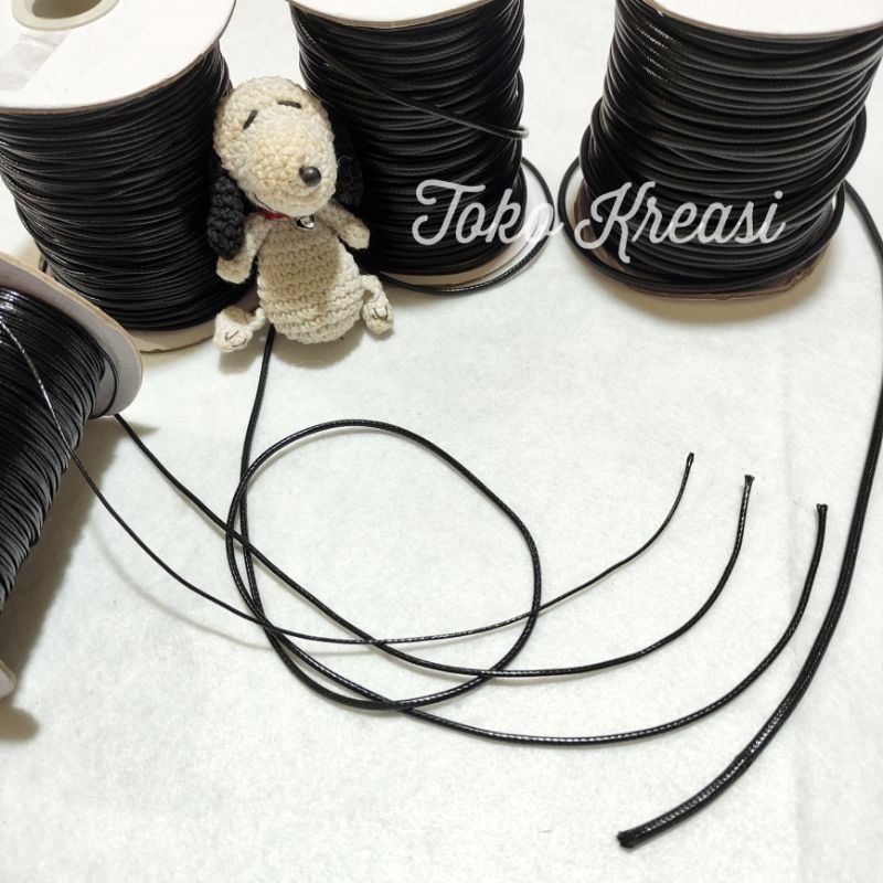 (Per meter) Tali Korea Tali Gelang Tali Kulit Hitam Uk 1mm 1.5mm 2mm 3mm