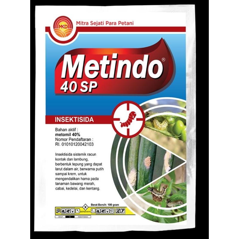 METINDO 40 SP Bahan Aktif:  metomil 40% 100 Gram Insektisida Pembasmi Ulat Grayak Pada Tanaman Cabe 