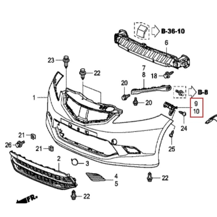 Bracket Bumper Bemper Depan Jazz 2008-2012 Jazz GE8 Original