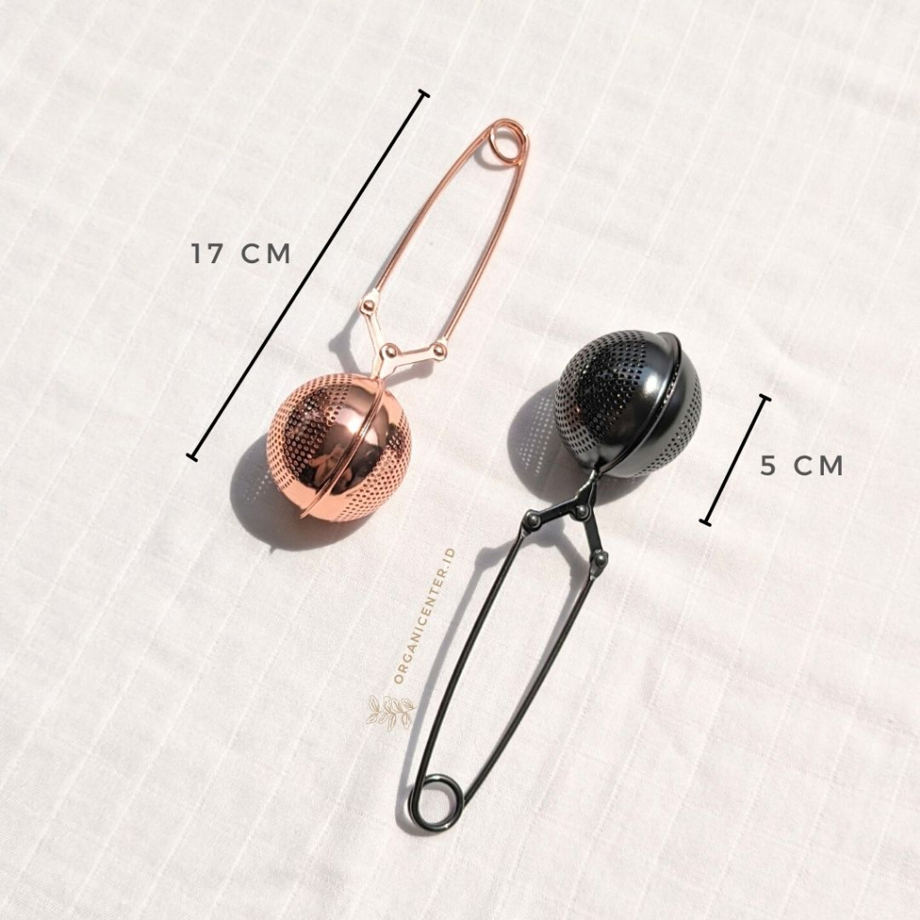Saringan Teh Premium Tea Strainer Infuser Stainless Steel Estetik With Handle Rose Gold Clip Rempah Filter Bola Bulat Reuseable Eco Friendly Black Silver