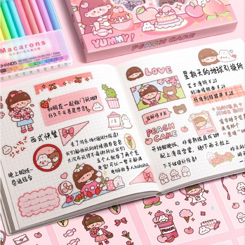 STICKER MOMO KOREA ISI 100 LEMBAR LUCU / STIKER MOMO WATERPROOF DECO AESTHETIC MOTIF KARTUN / MOMO GIRL STICKER