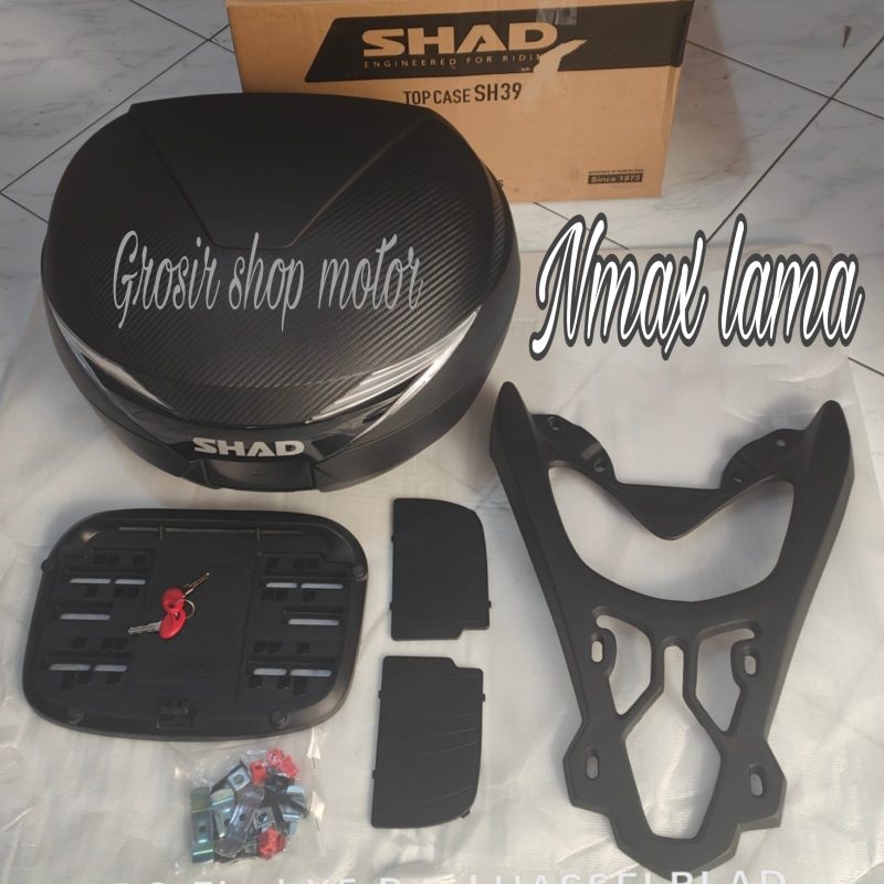 Paketan Box shad sh39 cover carbon Plus Dudukan box Nmax new Nmax old / Bix shad sh 39 Plus Breket b