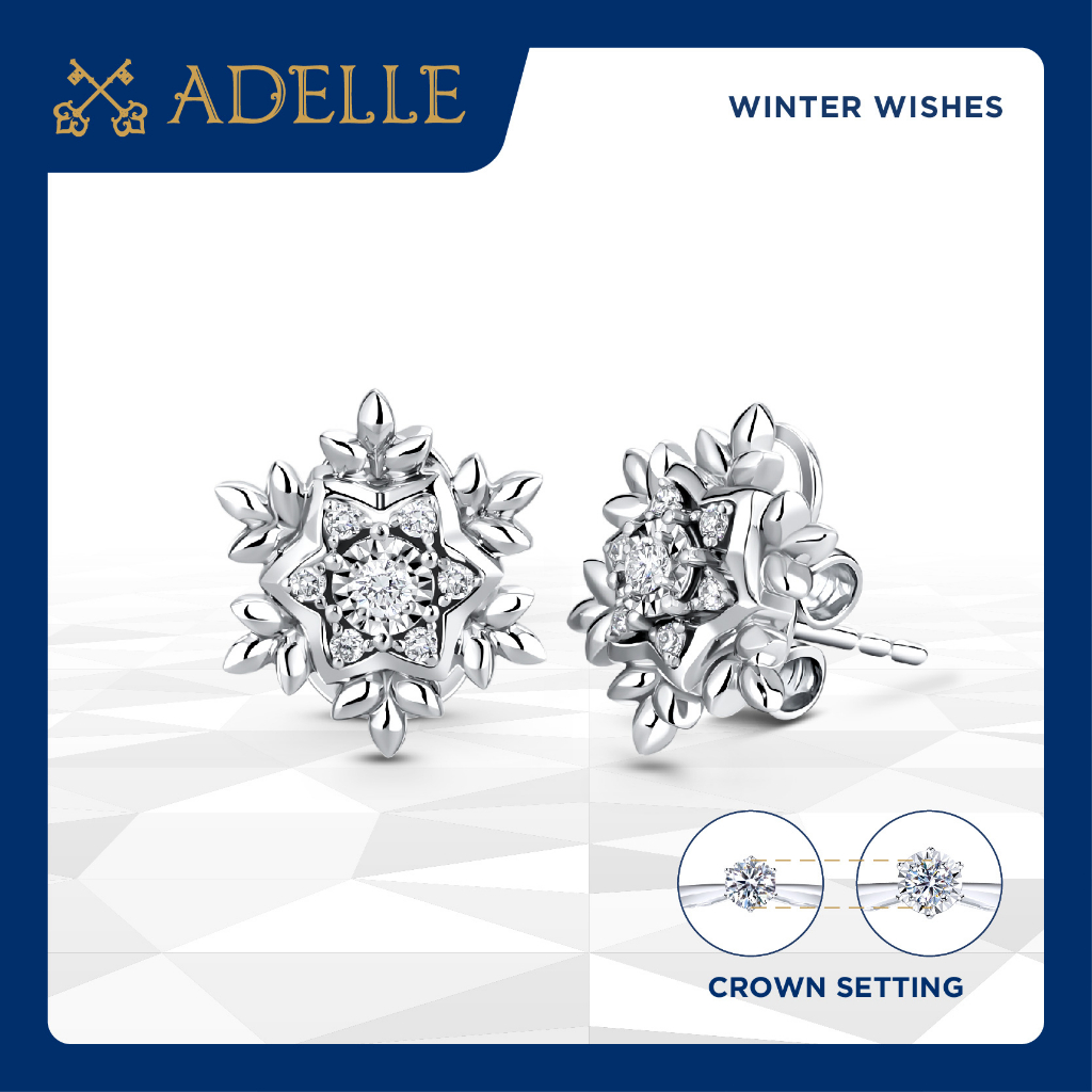 Adelle Jewellery - Snowflake Diamond Earrings - Anting Emas Berlian