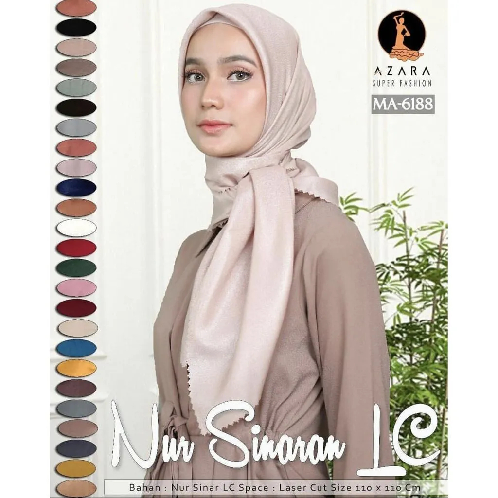 ( PILIH WARNA ) AZARA HIJAB SEGIEMPAT NUR SINAR LC