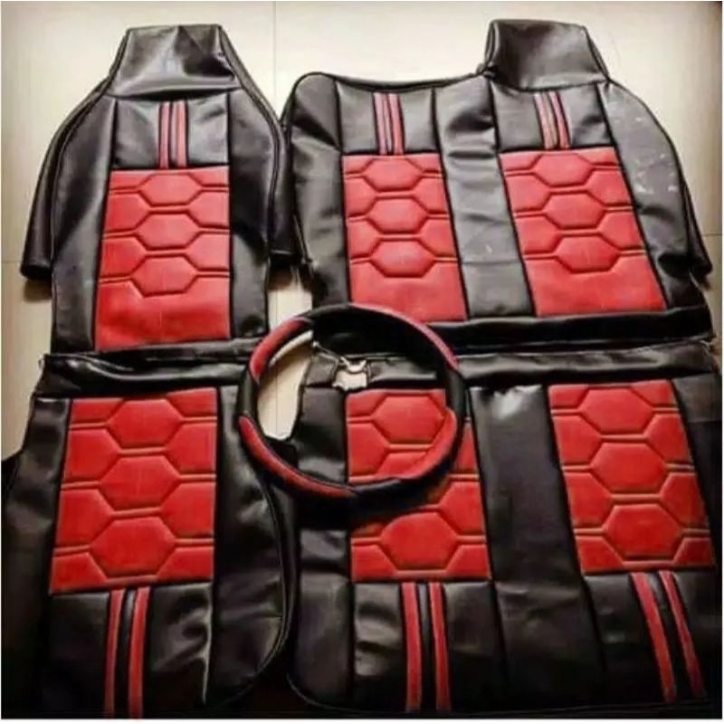 LELANG + BONUS STIR Cover jok CANTER warna merah hitam model standar.