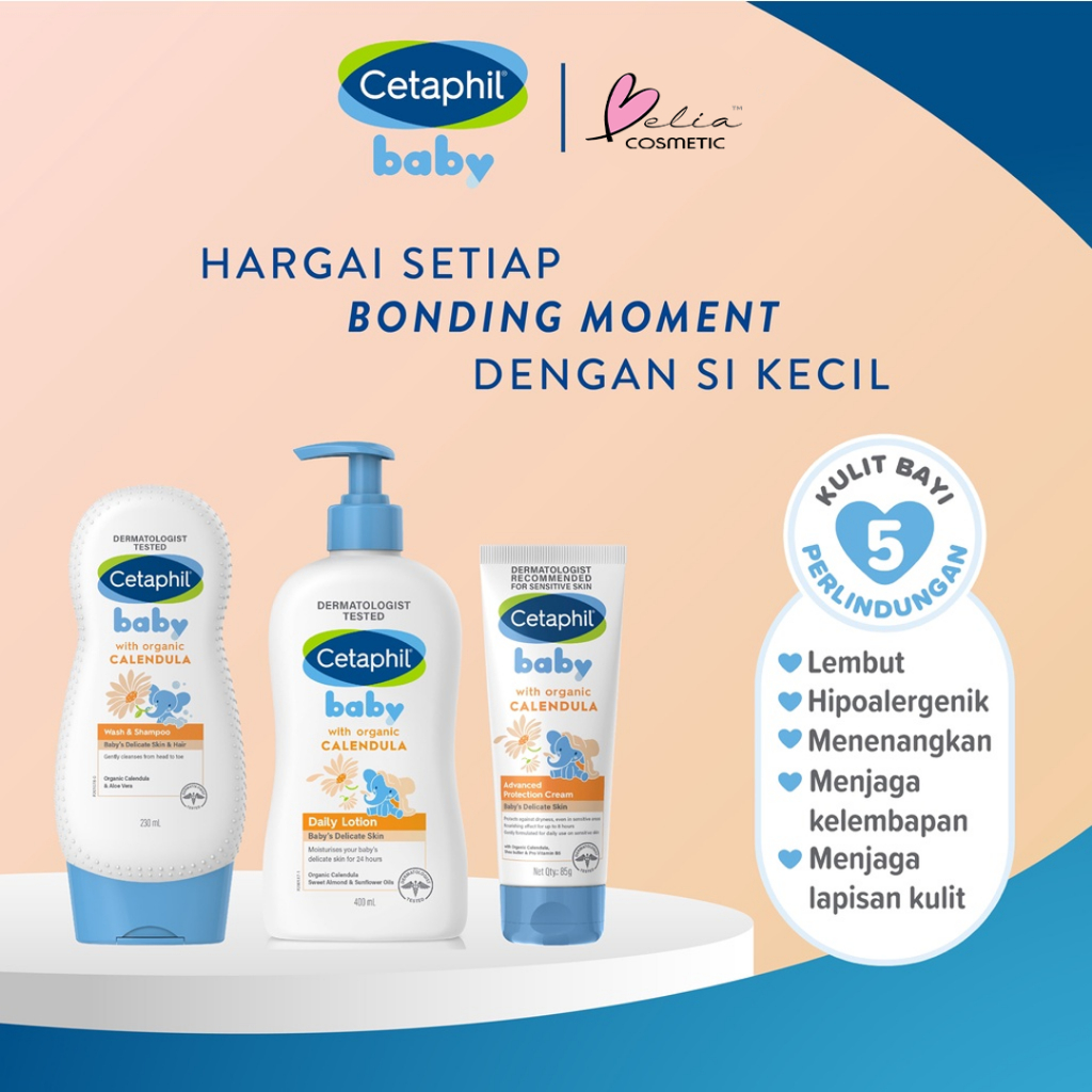 ❤ BELIA ❤ CETAPHIL Baby with Organic Celendula Series | Daily Lotion | Wash &amp; Shampoo | Adnvanced Protection Cream | Bodycare Bayi Perawatan Baby