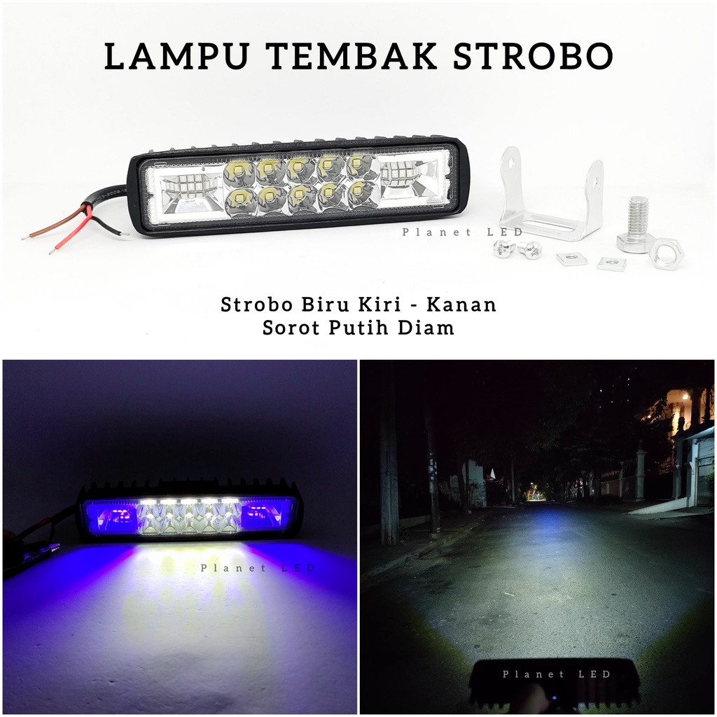 Lampu Tembak CWL 10 Mata 2 Mode Putih Kiri Kanan Kedip Biru