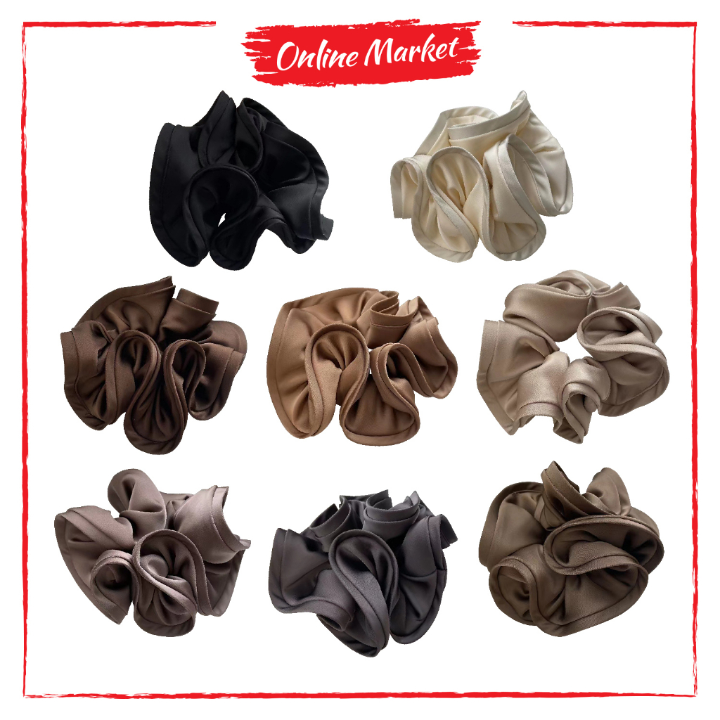 French Scrunchies ukuran JUMBO Elegant - Kunciran ikat rambut