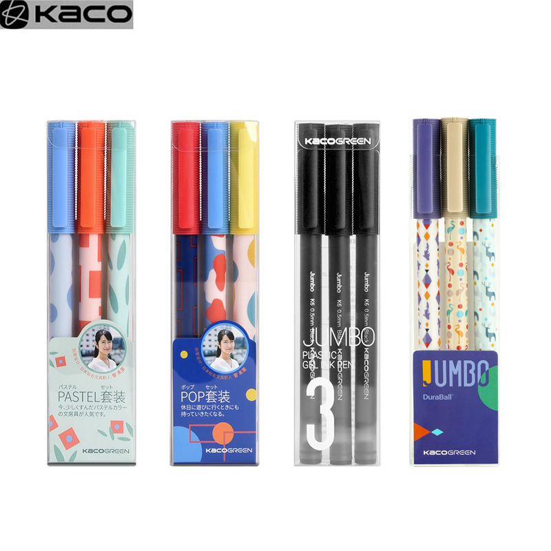 KACO GREEN JUMBO Pena Pulpen Gel Quick Dry 0.5mm Tinta Hitam 3 PCS - K6