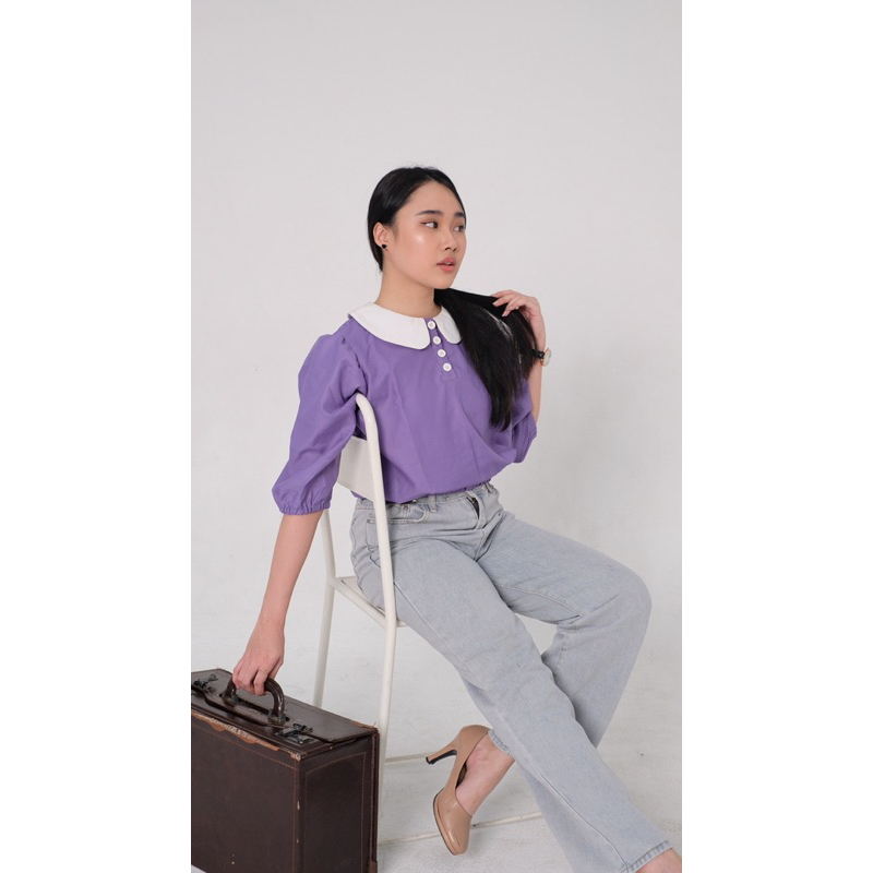 Atasan Wanita Korea Warna Lilac // Blouse Wanita