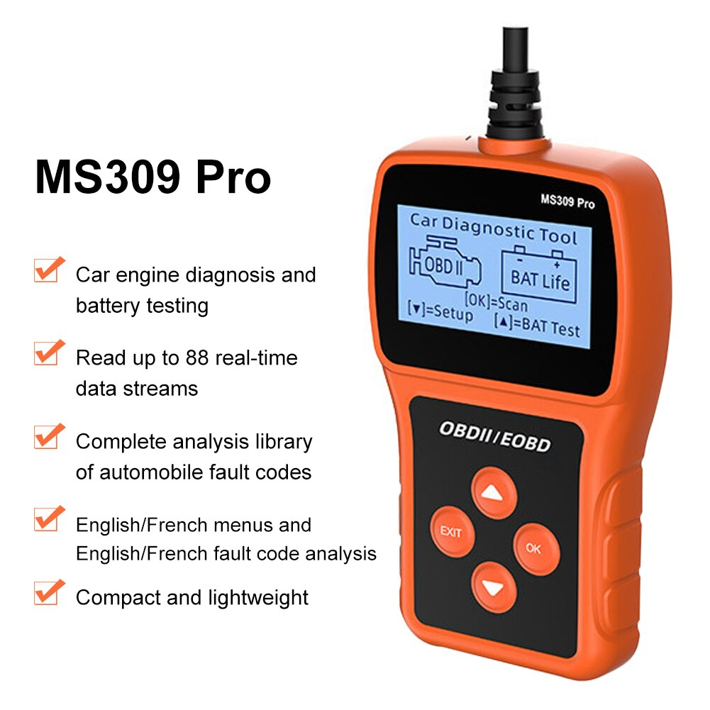 OBD2 Scanner Alat Diagnostik OBD Detektor Baterai Dengan Layar LCD Pembaca Kode Kerusakan Mesin Multi-bahasa Untuk Kendaraan Bermotor Mobil